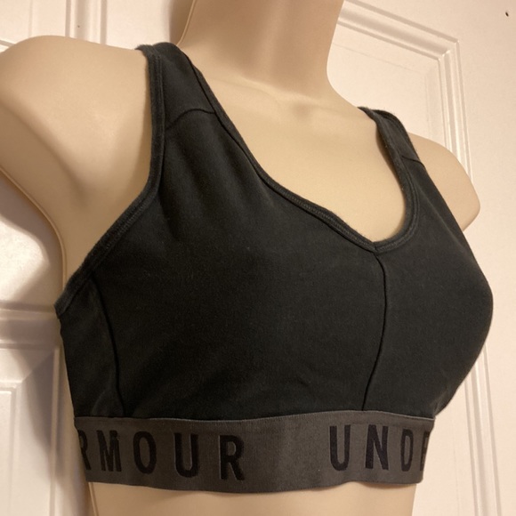 UNDER ARMOUR Racer Back Black Gray Trim Sports Exercise Running Bra Womens Small - Picture 5 of 13